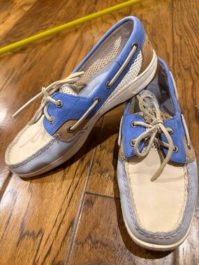 Sperry Blue and Cream Lace-Up Boat Shoe